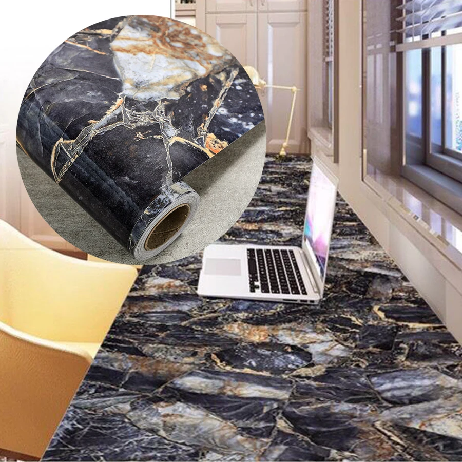 Kitchen Marble Renovation Wallpaper Film Fireproof Waterproof Self-Adhesive Table Countertop Living Room Wall Background Sticker