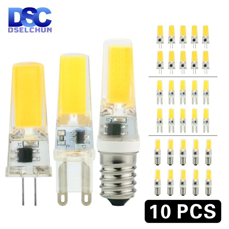 10pcs/lot LED G4 G9 E14 3W 6W Light Bulb AC/DC 12V 220V LED Lamp COB Spotlight Chandelier Lighting Replace 30W 60W Halogen Lamps