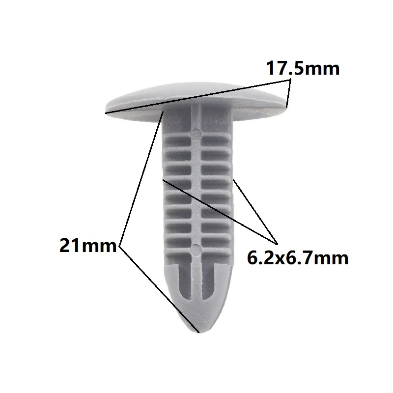 회색 플라스틱 리벳 차체 패스너, 자동차 범퍼 펜더, 6mm, 7mm, 8mm, 30 개