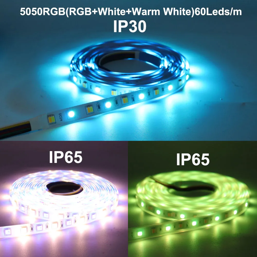 5050 2835 Led Strip RGB CCT 5 CoIors In 1 RGBW 4 colori In 1 RGBW WW CCT FIexibIe Tape Iight IP30 IP65 IP67 impermeabile 12/24V