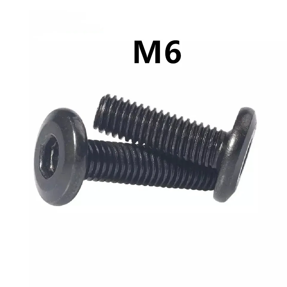 100PCS M6x10/12/16/20/25/30mm Black Hypotenuse Flat Head Hex Drive Screw Down Side Furniture Screws