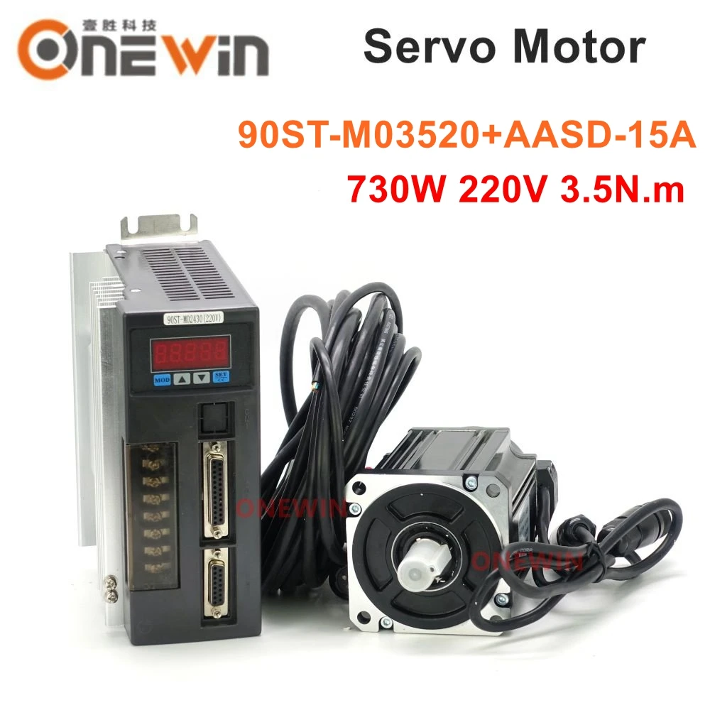 730W 90ST-M03520 AC servo motor driver set  3.5N.m 2000rpm match driver AASD-15A  220V permanent magnet