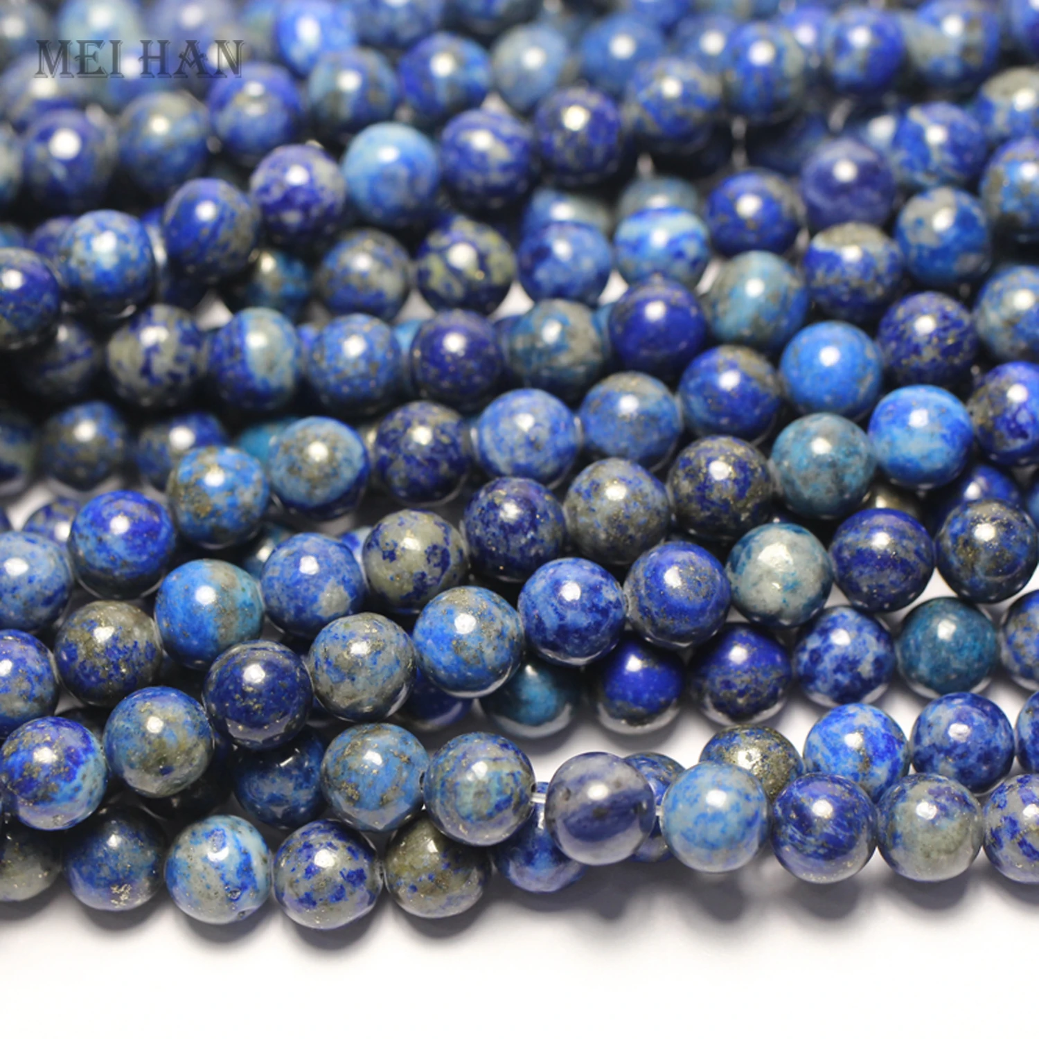 Meihan Natural Lapis Lazuli Smooth round Beads 4-10mm Loose Jewelry Making Supplies for Bracelet Design DIY