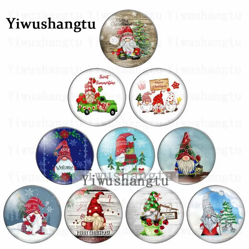 

Cartoon Santa Claus merry christmas 10pcs mixed 12mm/18mm/20mm/25mm Round photo glass cabochon demo flat back Making findings