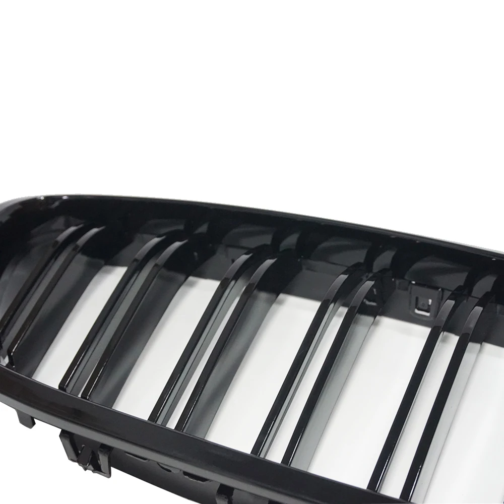 سيارة لمعان أسود الكلى شواء المزدوج الشرائح سباق شواء لسيارات BMW 5 سلسلة F10 F11 F18 520d 530d 540i 2010-2017 استبدال جزء #5