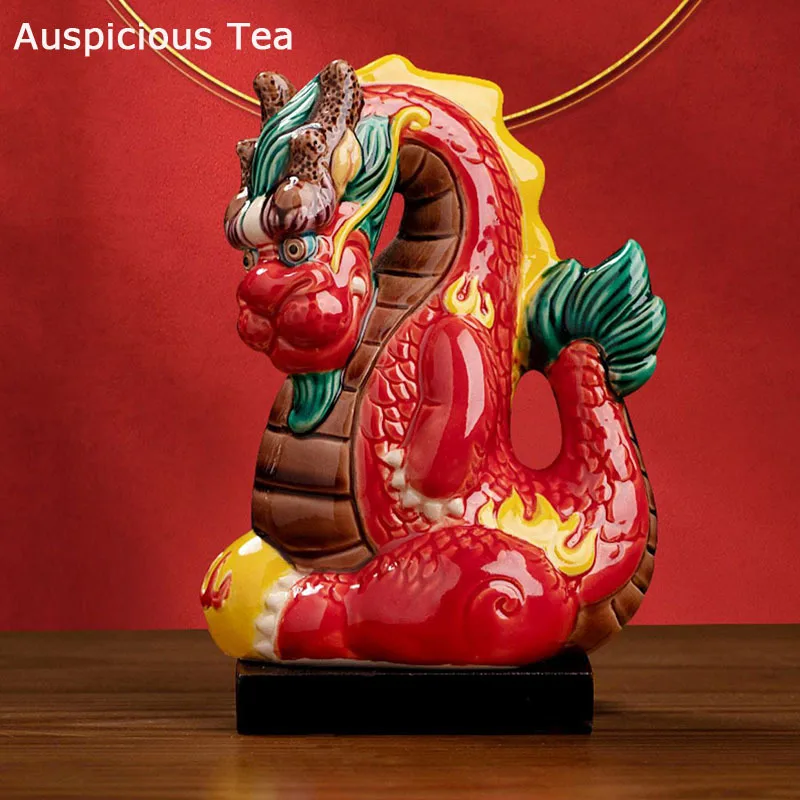 Exquisite Ceramic Creative Chinese Lucky Dragon Tea Pet Tea Household Table Decoration Accessories Tea Ceremony Customized Gift