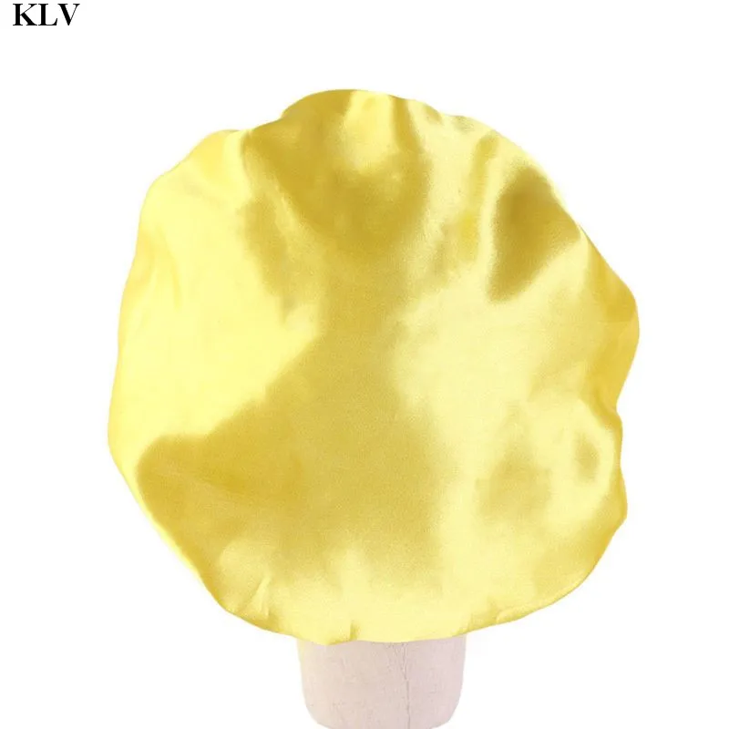 KLV Kids Soft Reversible Satin Bonnet Double Layer Adjustable Size Sleep Night Cap Bonnet Baby Hat For 2-7 Years Children