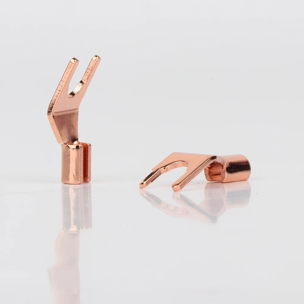 4 Stück High-End Kupfer-Lautsprecher-Y-Stecker Hifi Audio Rotkupfer-Stecker mit DIY-Lautsprecherkabel – Detail 2