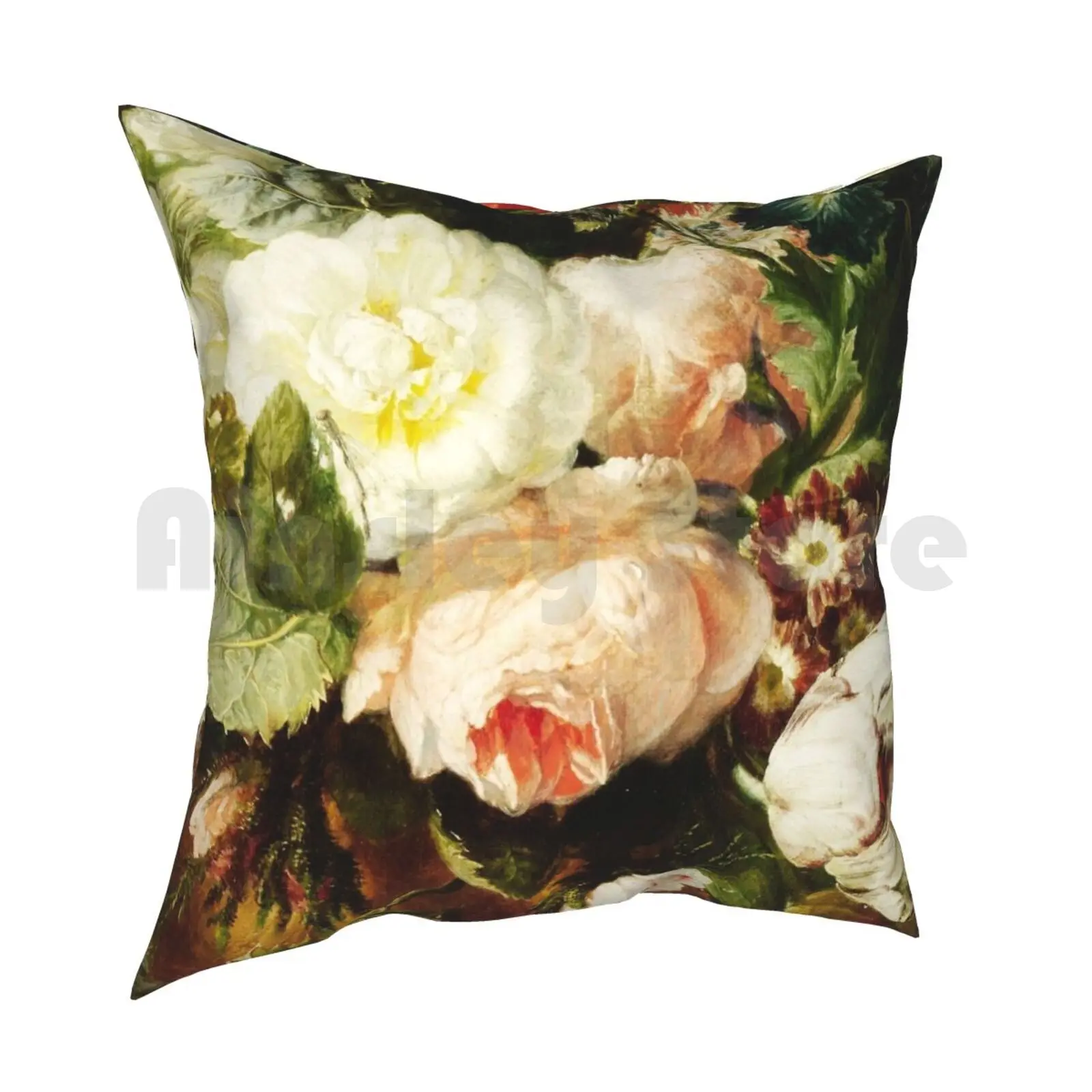 Vintage Floral Oil Painting Pillow Case Printed Home Soft DIY Pillow cover Floral Vintage Peonies Roses Floral Bouquet Oil