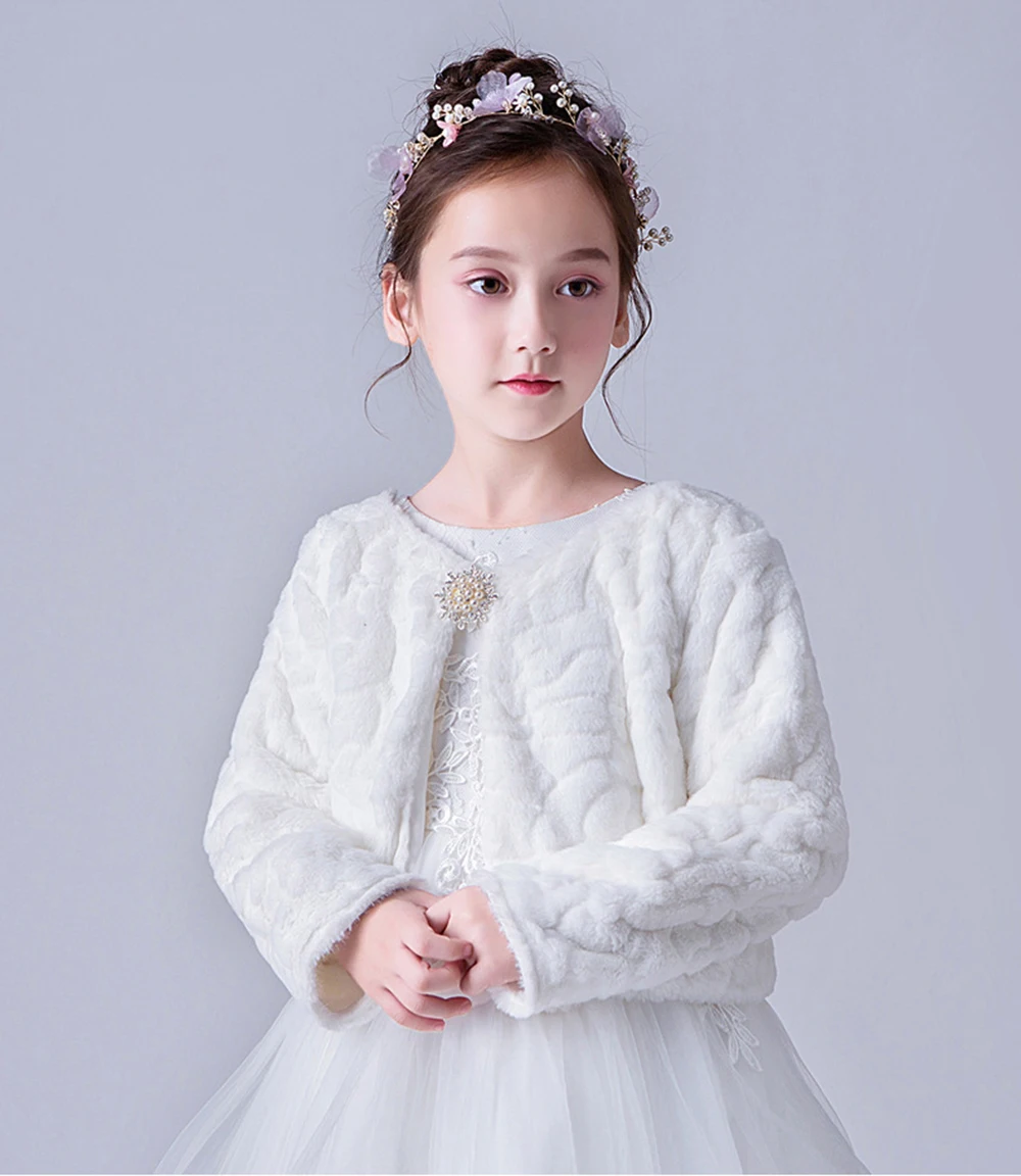 Winter Warm Princess Long Sleeve Cape Kid\'s Coat For Girls Children\'s Jacket Outerwear Wedding Party Shawl 12 13 Years