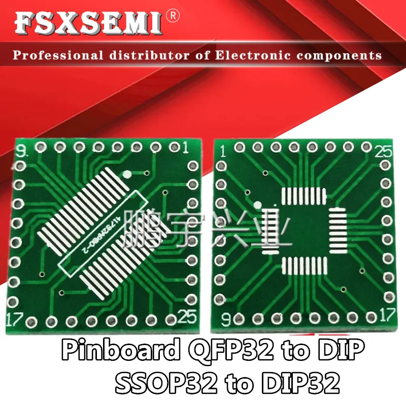 5pcs LQFP32 SSOP32 FQFP32 TQFP32 Transfer Board Adapter PCB Pinboard SMD to DIP32 DIP Pin IC Test Plate 0.8mm Pitch Socket