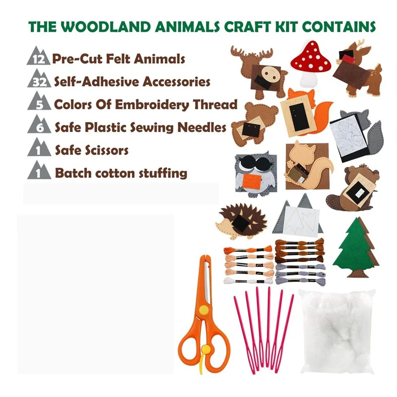 Woodland Animals Craft Kit Forest Creatures DIY Sewing Felt Plush Animals For Kids Beginners Educational Sewing Set Kids Art Toy