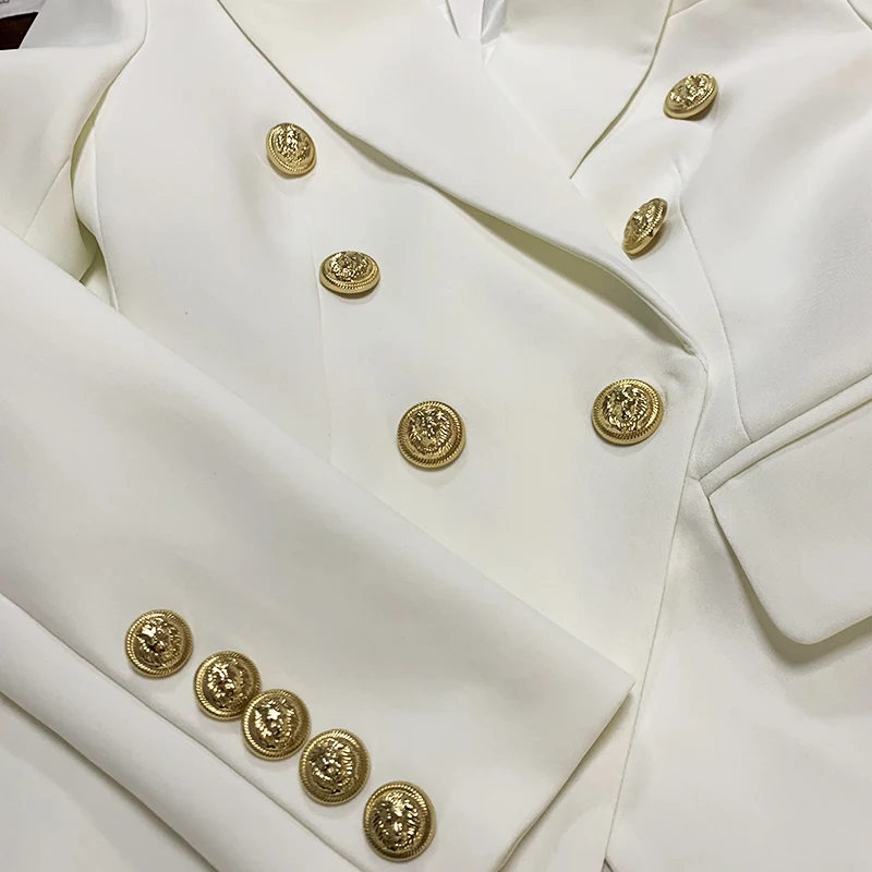 HIGH QUALITY New Fashion 2024 Runway Star Style Jacket Women\'s Gold Buttons Double Breasted Blazer OuterwearS-5XL