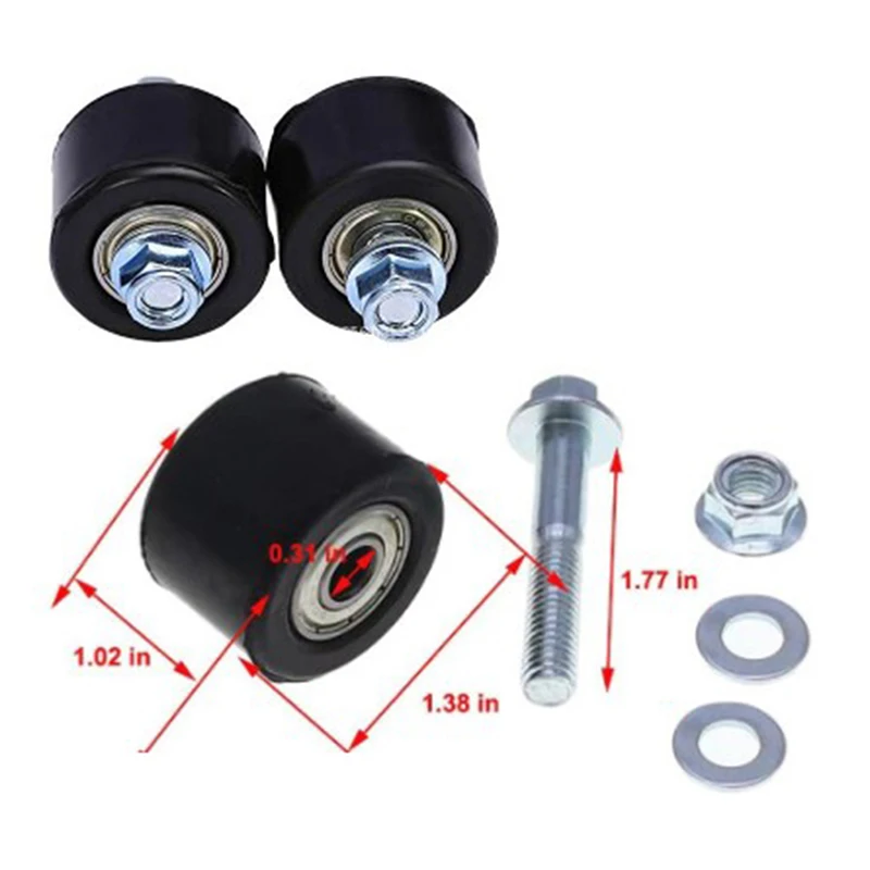 1pc Motorcycle Chain Tensioner Roller Guide 8mm Pulley Wheel Slider With Bolt Gasket For YFZ 350 Car Maintenance Accessories