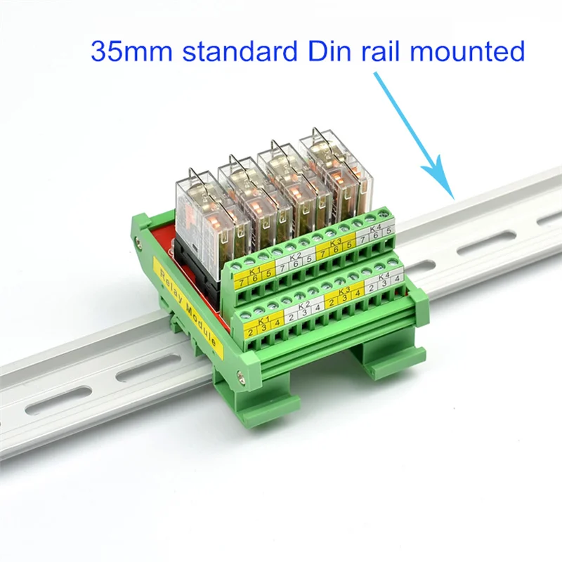 4-Channel 2NO+2NC Interface PNP NPN Compatible DIN Rail Mounting Interface Relay Module G2R-2 5A 12V 24V DC
