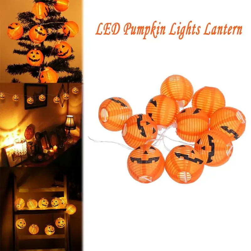

Гирлянда с 10 светодиодами в виде тыквы, фонарики, реквизит для вечеринки, домашнее украшение на Хэллоуин и Рождество, уличное украшение для вечеринки, рождественское садовое украшение