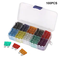 With Box Auto Blade Type Fuse Set 50/100 Pcs Clip Assortment 2A 3A 5A 7.5A 10A 15A 20A 25A 30A 35A 40A Amp Car Truck Fuses