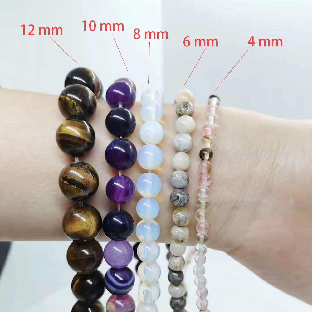 Natural Stone Round Tiger Eye Loose Spacer Beads for Jewelry Making DIY Bracelet Necklace Charms Accessories 4/6/8/10/12mm