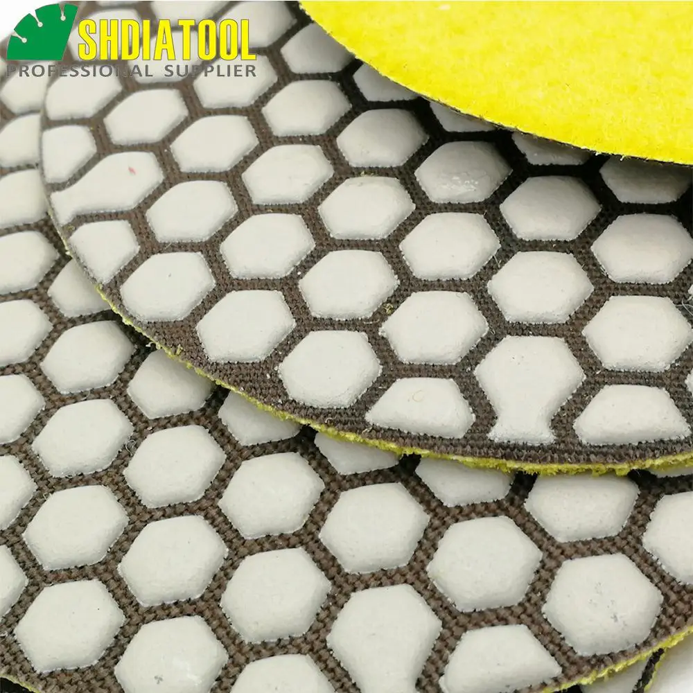 Shdiatool disco de polidor flexível, 7 peças de 5 "#100 lixas secas, diamante, resina cerâmica, granito, polimento