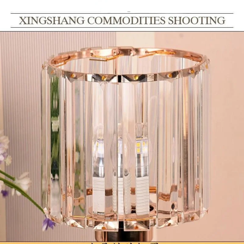 LED Crystal Desk Lamp USB Charging Table Lamp Lighting Fixture for Living Room Decoration Bedroom Bedside Gold Black Night Lamp