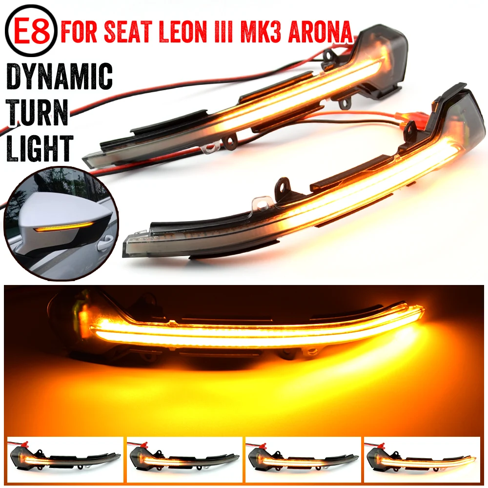 1Pair LED Dynamic Mirror Indicators Repeaters For SEAT LEON 3 III 5F ITV MOT Side Mirror Indicator Sequential Light