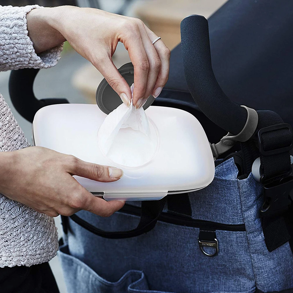 Bolsa de toallitas húmedas para bebé, funda con tapa, correa a presión, reutilizable, recargable, caja de pañuelos portátil para exteriores