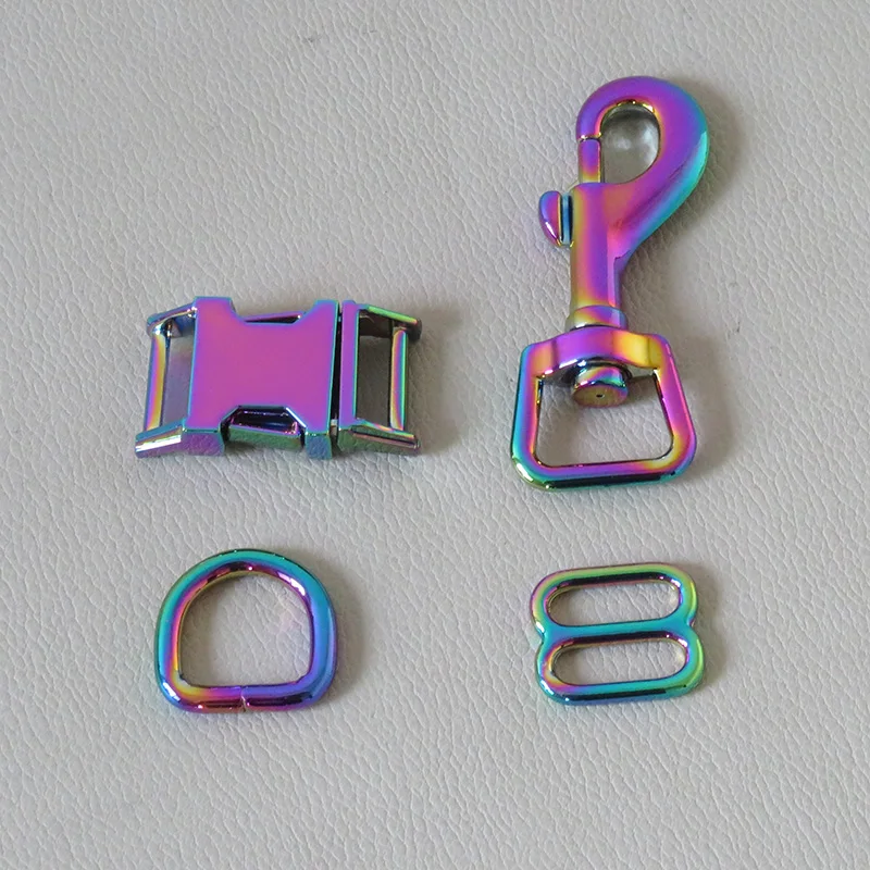 10Sets/Pack 15mm Metal D Ring Belt Loop Clasp Adjuster Buckle Pet Dog Collar Leash Hook Carabiner DIY Accessory Harness Hardware