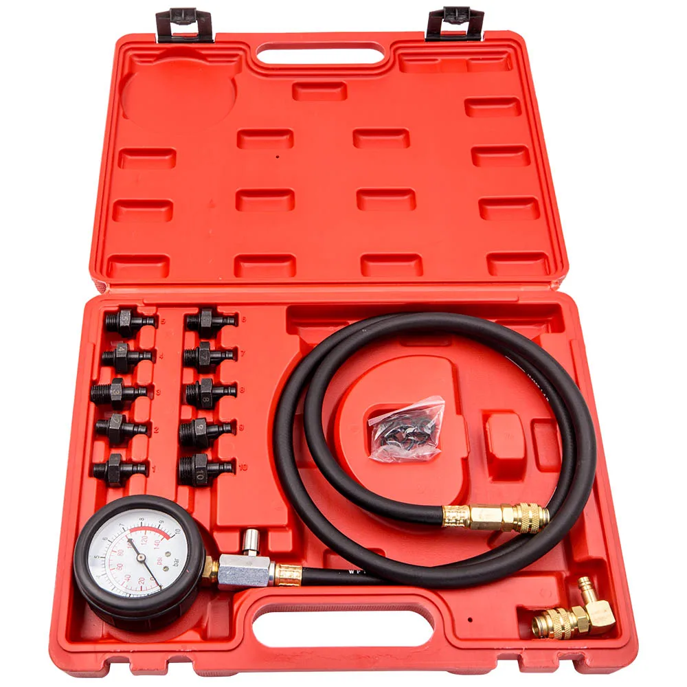 Engine Oil Pressure Test Kit Tester Car Garage Tools Oil Switch Port Adaptors