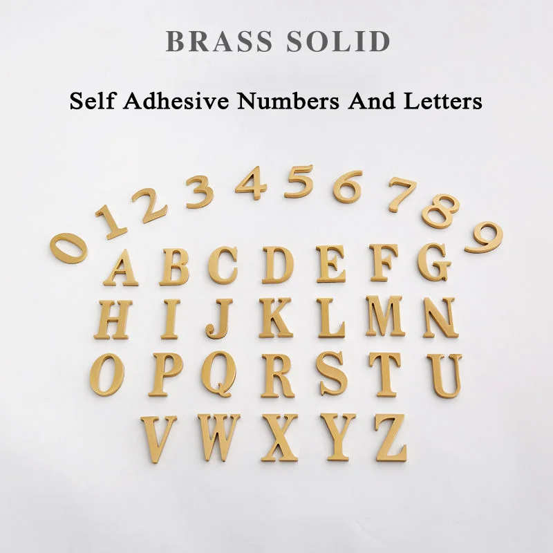 

Height 4.5cm Golden Brass House Number And Letters Home Decor House Villa Hotel Apartment Door Plates Figures Door Plaque Sign