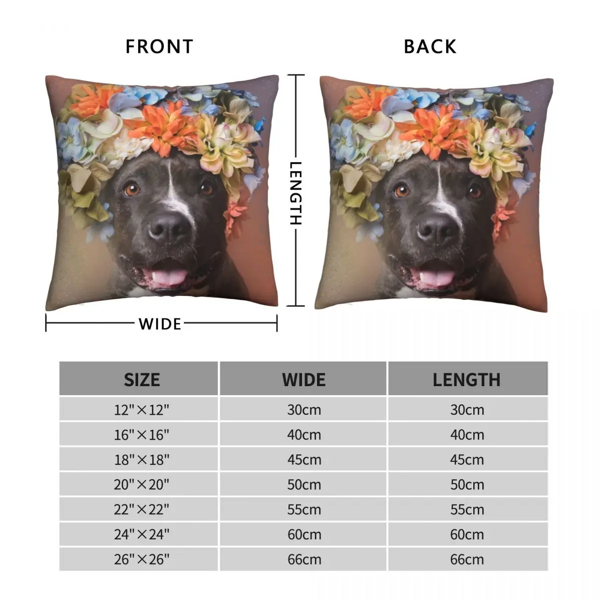 Pit Bull Flower Crown Angel Smiling Square Pillowcase Polyester Linen Velvet Printed Decor Throw Pillow Case Sofa Cushion Cover