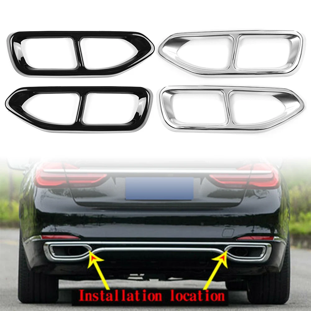 2x Stainless Car Rear Tail Muffler Exhaust Pipe Output Cover Trim Decoration For BMW 7 Series G11 G12 2016 2017 2018