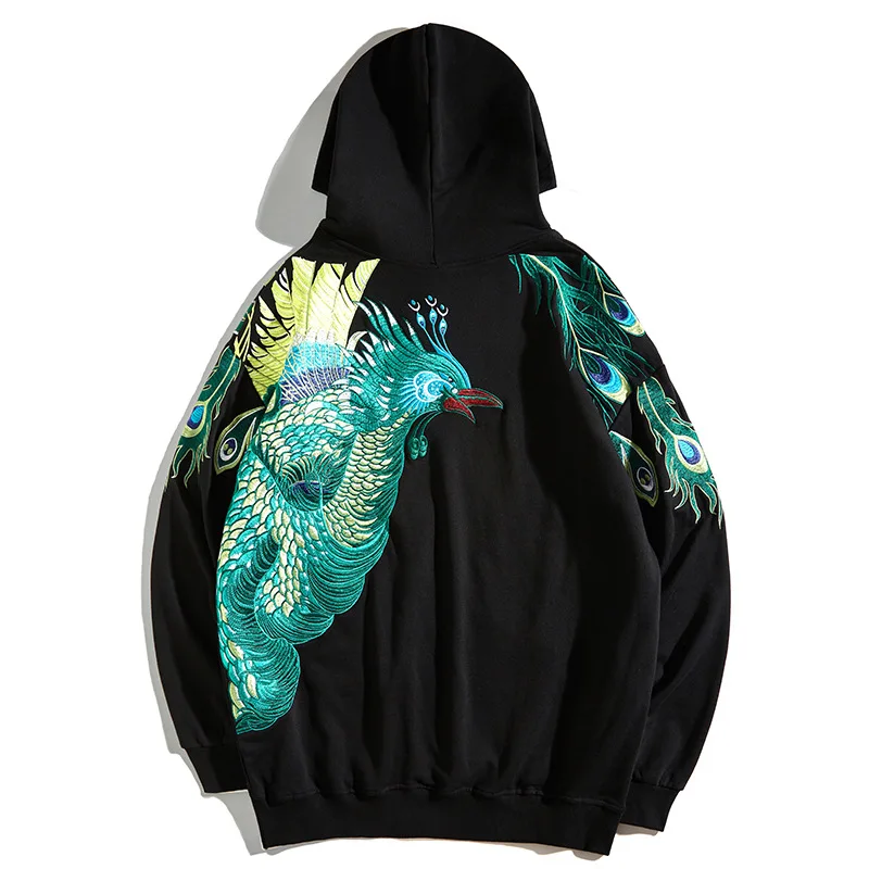 Supzoom New Arrival Fashion Autumn And Winter Embroidery Peacock Hoodie Pullover National Oversize Cotton Animal Hooded Hoodies