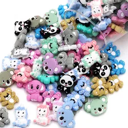 BOBO.BOX 10pcs Mini bear elephant Silicone Teether Beads Animal Shape For Pacifier Clip Cute Teething Toys Silicone Baby Teether