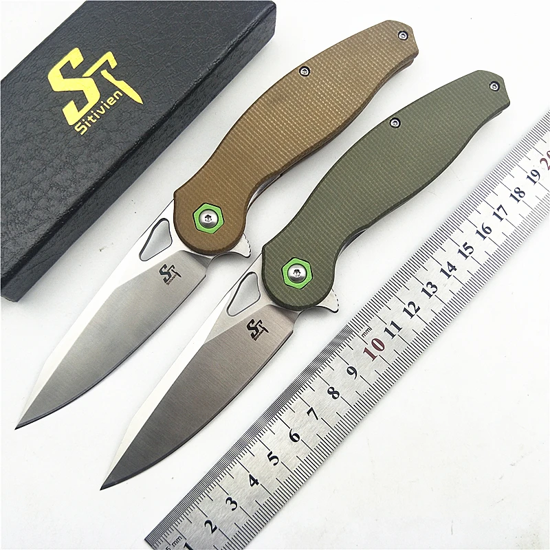 Sitivien ST301 14C28N Blade Folding Knife Micarta Handle Outdoor Camping Pocket Flipper EDC Survival Hunting Knife Tool