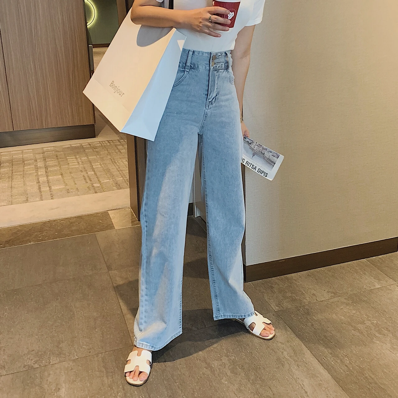 

2023 Women High Waist Wide Leg Jeans Y2k Woman Pants Urban Shorts Clothes Denim Streetwear Fashion Vintage Trouser Mom Capris