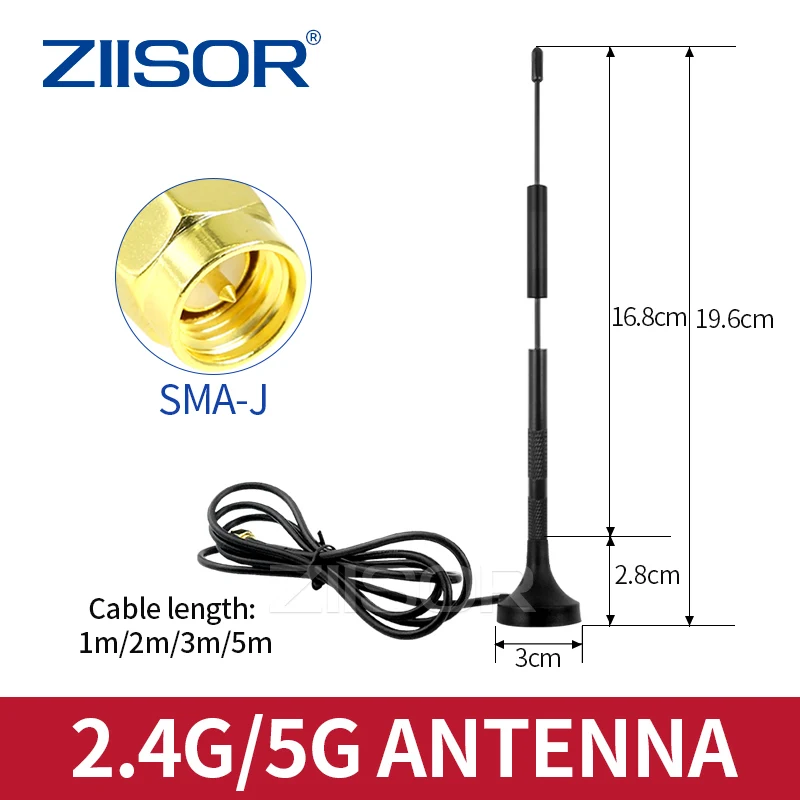 Dual Band 2.4G/5G/5.8G Antenna SMA Male with Magnetic base for WiFi Router Camera Signal Booster GR174 Cable