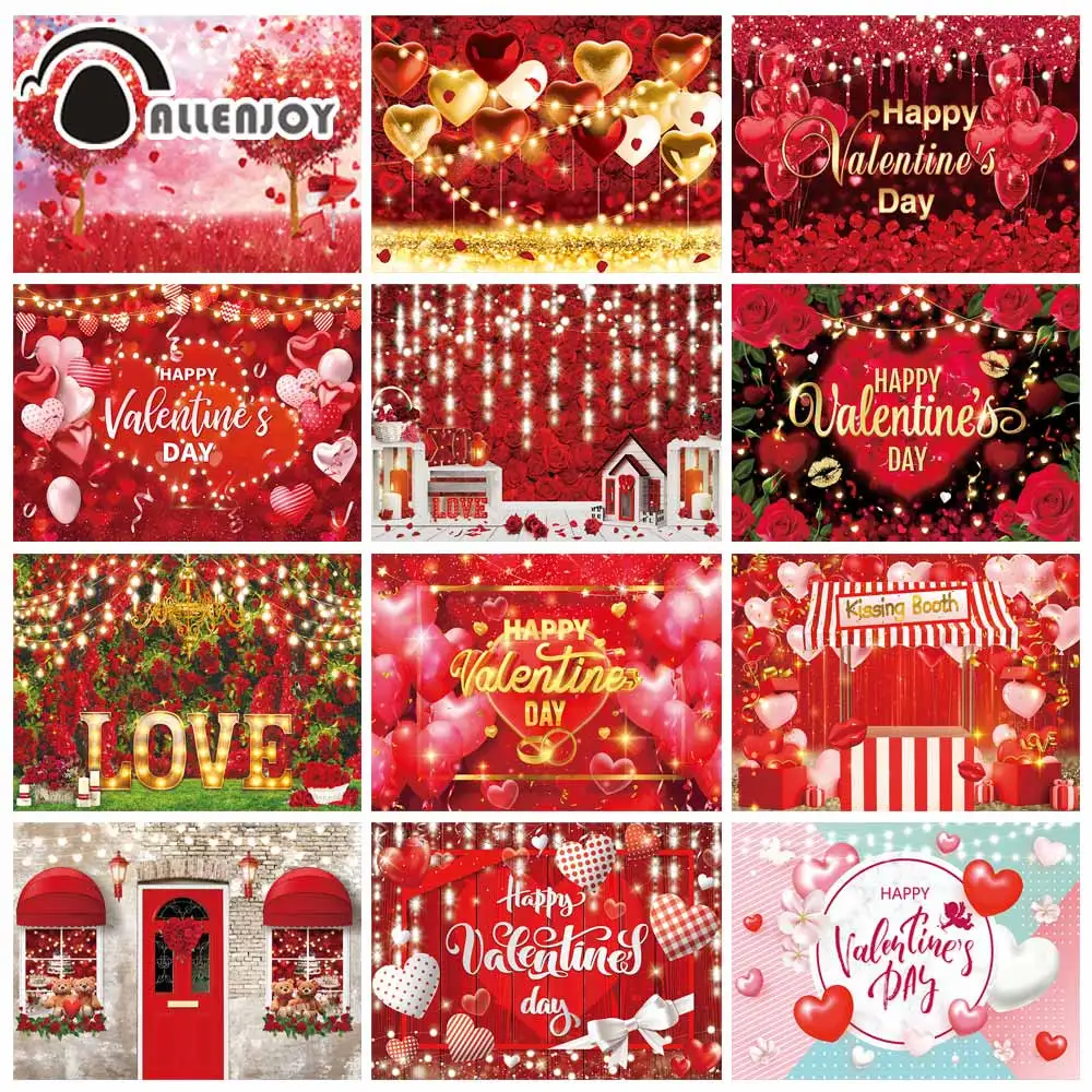 

Allenjoy February 14th Background Photography Valentine day Hearts Love Couple Anniversary Wedding Bridal Shower Party Backdrop