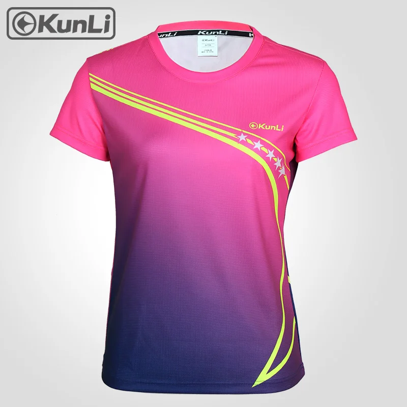 

Kunli short sleeved tennis shirt women outdoor sports badminton clothing running clothing T-shirt basketball Volleyball shirt