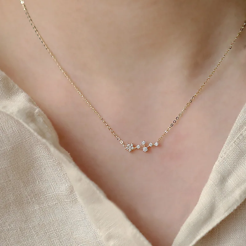 925เงินสเตอร์ลิงภาษาฝรั่งเศสคำ Pavé คริสตัลบทคัดย่อ Starry Plum Blossom จี้ Clavicle สร้อยคอสร้อยคอผู้หญิงงานแต่งงานเครื่องประดับของขวัญ