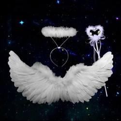 Angel Halo Headband Black White Feather Christmas Festival Performance Party Favor Angel Outfit Angel Cosplay Wings