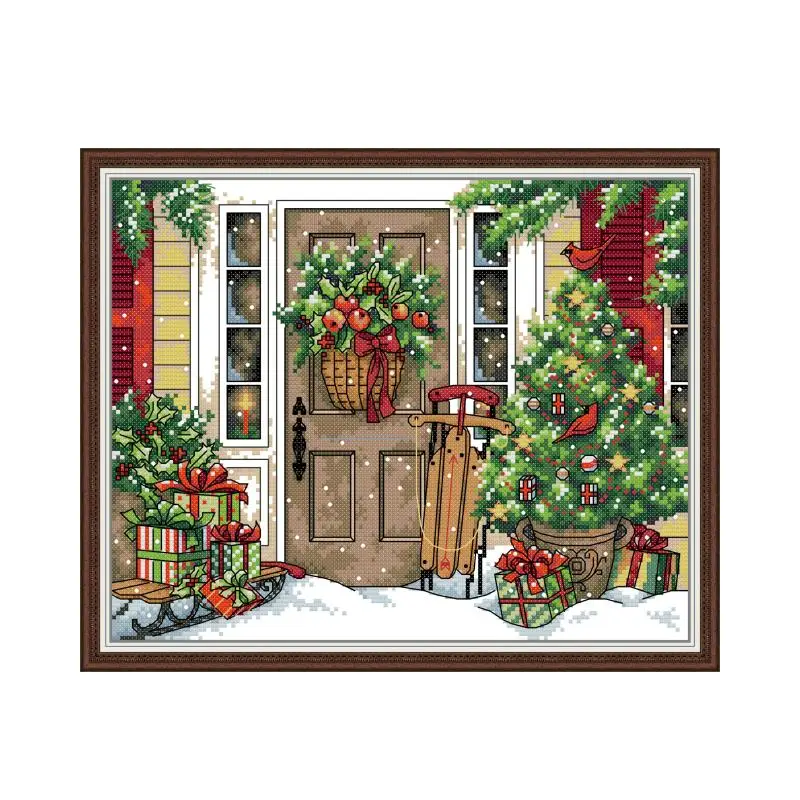 Greet christmas cross stitch kit aida 14ct 11ct count printed canvas stitches embroidery DIY handmade needlework