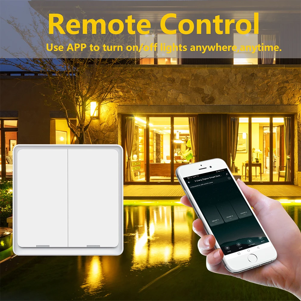 Tuya Zigbee Smart Switch, No Neutral Wire EU 220V Wireless Button Light Switches Support Zigbee2mqtt Alexa Google Home