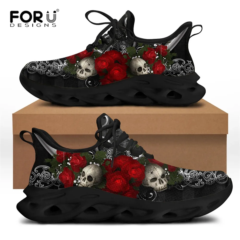 

FORUDESIGNS Men Sneakers Gothic Skulls Printed Flats Classic Wear-resistant Summer/Autumn Men's Comfort Casual Shoes Teenagers