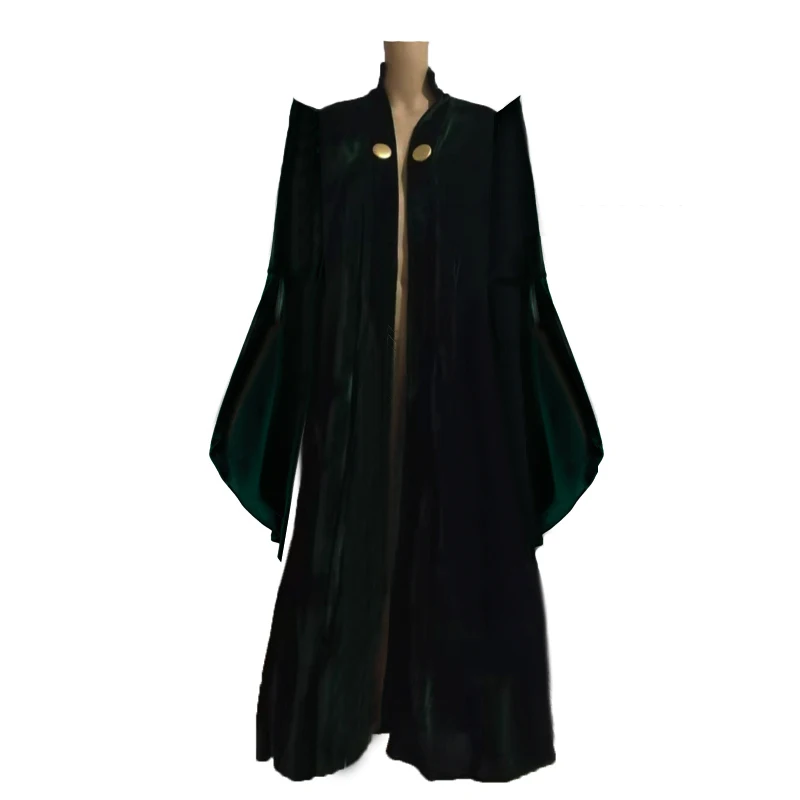 High Quality Professor Minerva McGonagall Cosplay Costume Dress with Green Cape Velvet Role Play Cloak Halloween Carnival 11