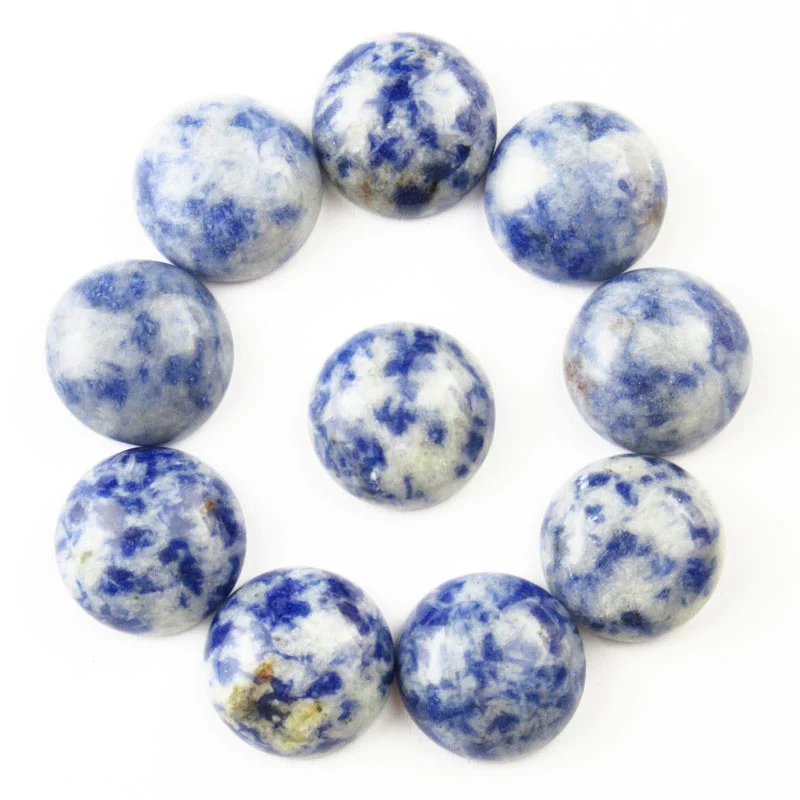 

10Pcs 16x6mm Wholesale Round CAB Cabochon Natural Stone Sodalite No Drilled Hole Bead For Jewelry Making Bracelet