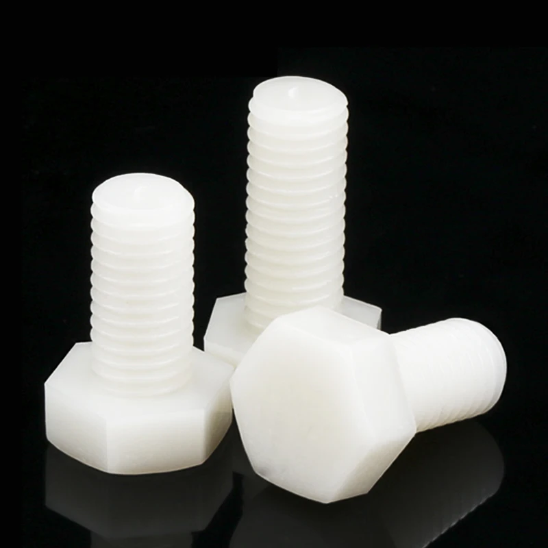 White Nylon Hexagonal Screw Metric Threaded Hex Head Screw Plastic Insulated Bolt M3 M4 M5 M6 M8 M10 M12 Length 4mm-100mm image 2