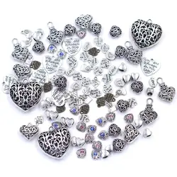 20g Pendants Heart Love Valentine's Day Rhinestone For Charm Bracelets Handmade Jewelry DIY Finding