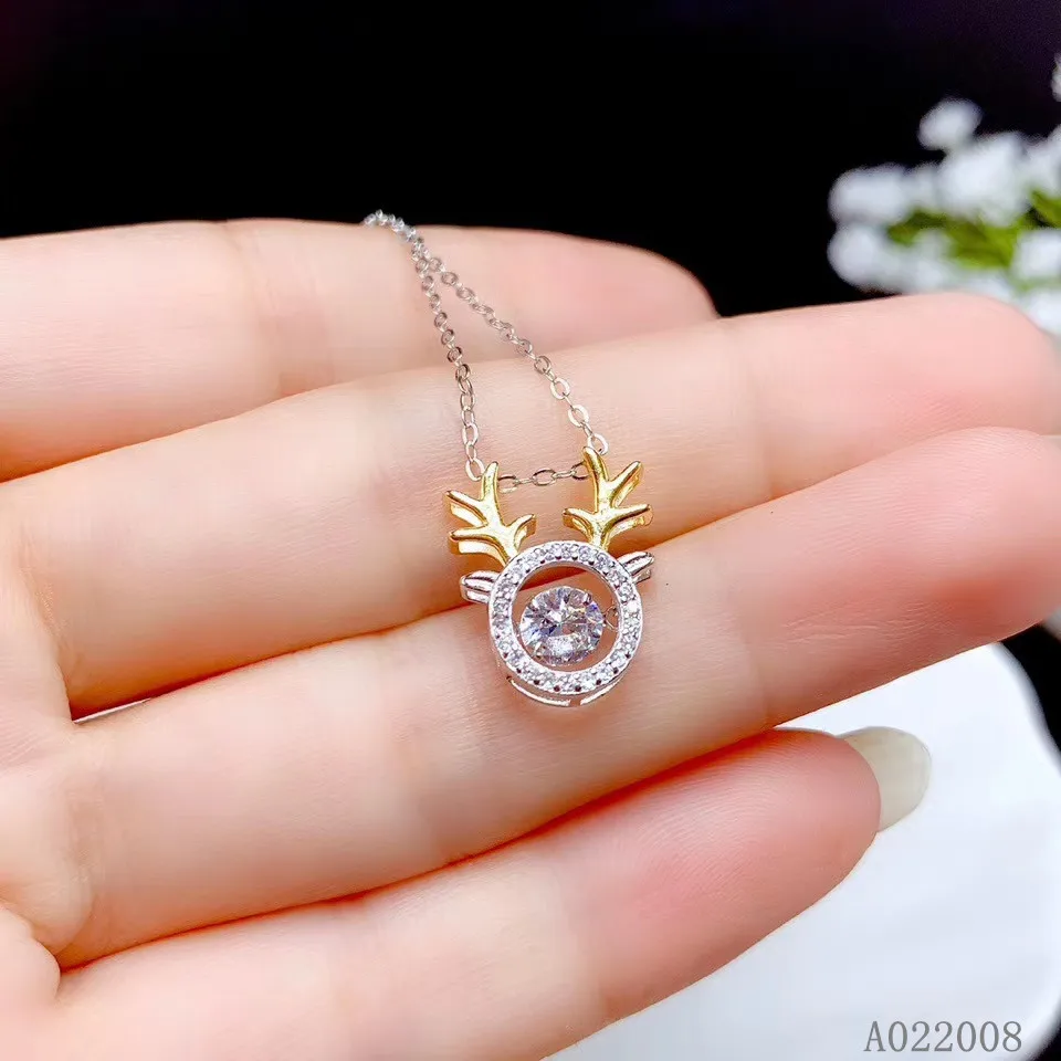 

KJJEAXCMY Fine Jewelry 925 Sterling Silver inlaid Mosang Diamond ladies new pendant exquisite deer necklace support test