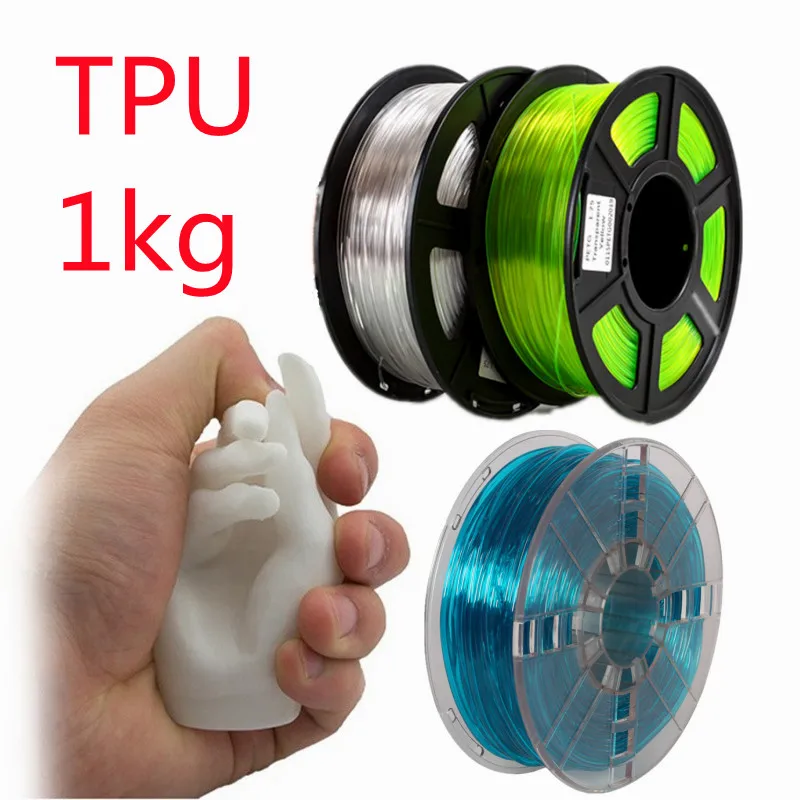 1.75mm 1KG TPU 3D Plastic Printing Filament 3D Printer Filament Flexible Filament Printing Materials