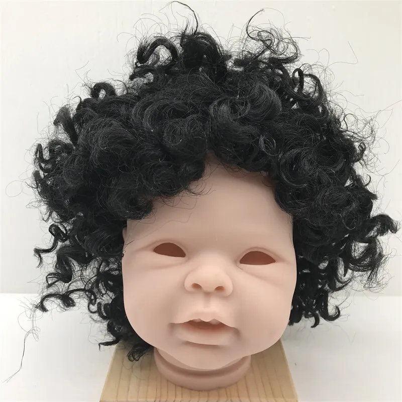 NPK African Style Short Curl Hair For 55-57cm Reborn Girl Doll / Full Silicone Doll Hot Doll Accessories